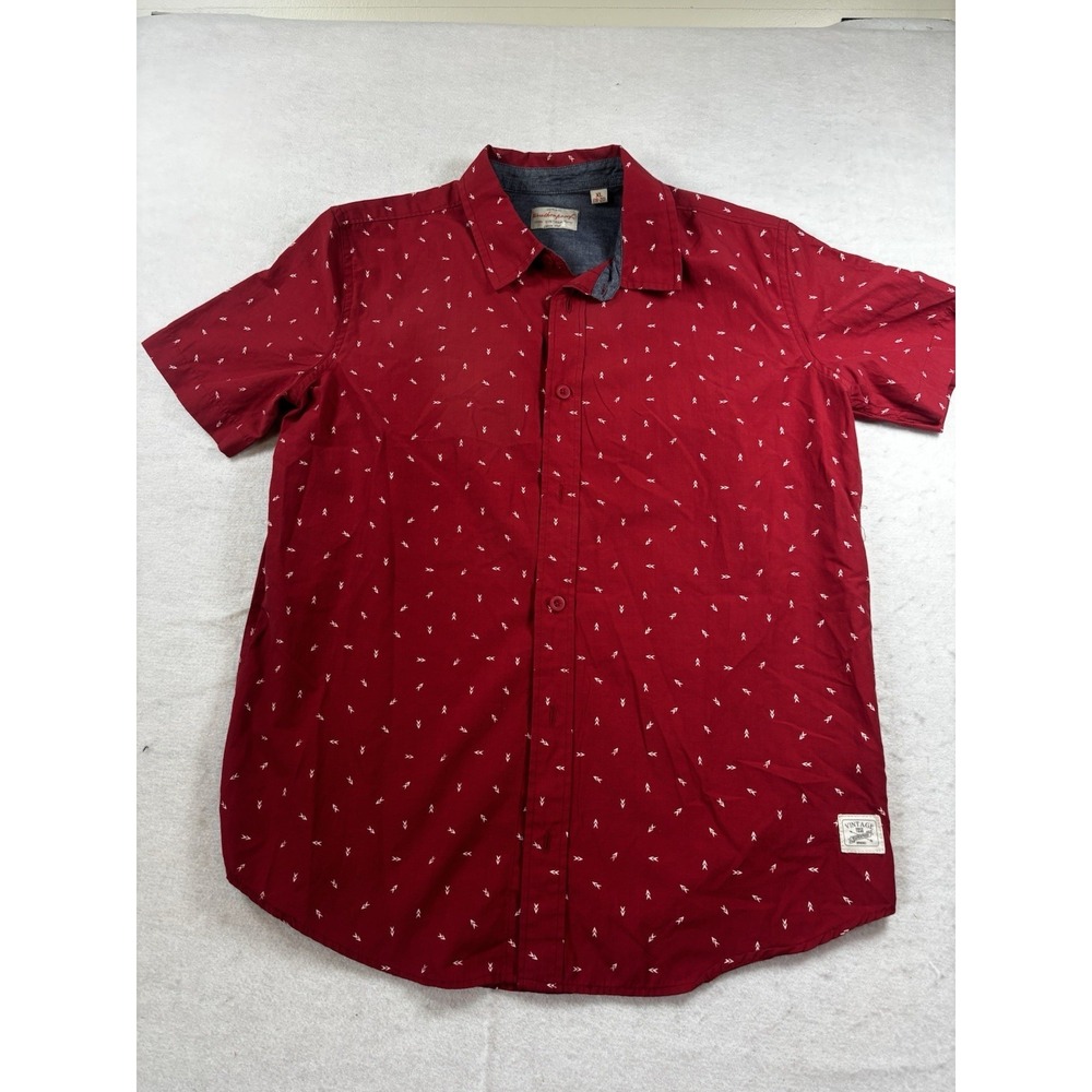 Weatherproof Vintage Boys‎ XL (18-20) Short Sleeve Shirt Red Arrow Geometric